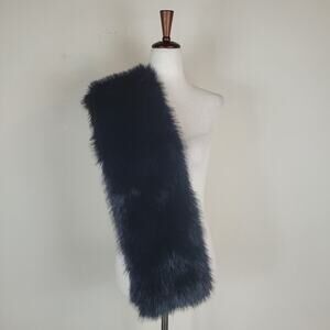 Banana Republic Shawl Scarf Faux Fur Black Glamour Evening Rectangular